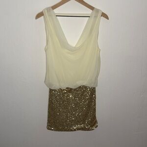 Holiday Party Ready | Foreign Exchange Sequin Mini Dress with Chiffon Top - (M)